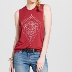 Fifth Sun Red Geometric Rose Tank *3 for 25!